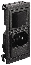 Combination element plug C14, 3 pole, snap-in, plug-in connection, black, BZV01/A0620/11