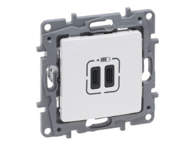 NILOE SELECTION Gniazdo USBx2 typ C+C 3A perła 762495 LEGRAND
