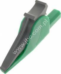 5066-IEC-GN Krokodylek bezpieczny z gniazdem 4mm, rozwarcie szczęk 32mm, zielony, ELECTRO-PJP, 5066IECGN