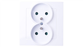 As Gniazdo Podwójne Z/U Z Przesłonami Białe Gp-2Gzp/00