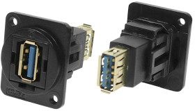 Złącze USB A to A Montaż na panelu Żeńskie do żeńskiego 3.0 2-portowe