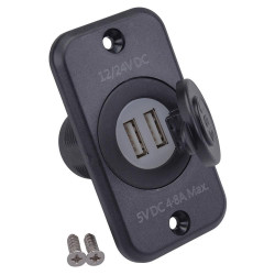 Dual USB-A 5V 2.4A Socket with Mounting Panel 20A A13-226194B2