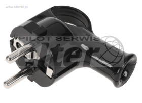 Wtyczka sieciowa kąt. z uziemieniem, uchem czarna