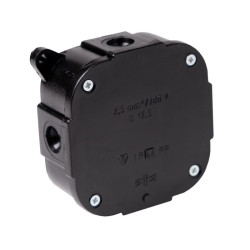 Puszka n/t 074-05 czarna IP44 88x88x40 4-wlotowa 4 wkręty VP-74 ViPlast