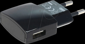8013930 USB charger, 5 V, 1000 mA, black, USB