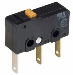 Subminiature snap-action switch, On-On, solder connection, pin plunger, 1.47 N, 0.1 A/125 VAC, 30 VDC, IP40, SS-01