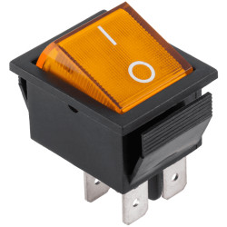 Przełącznik kołyskowy pojedynczy żółty (DPST 4P) z podświetleniem