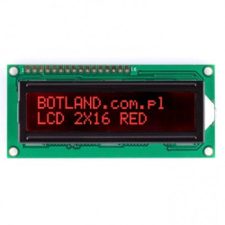 Wyświetlacz LCD 2x16 znaków czerwony negatyw