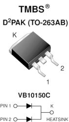 VB10150C-M3 High-Voltage Trench MOS Barrier Schottky Rectifier Ultra Low VF = 0.63 V at IF = 3 A