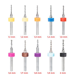 Zestaw mini wiertła precyzyjne PCB 1,1 - 2,0mm 10szt