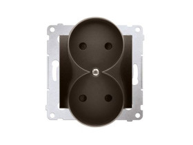 SIMON 54 NATURE Gniazdo podwójne wtyczkowe bez uziemienia z przesłonami do ramek NATURE (moduł) zaciski śrubowe brąz mat DG2MZN.