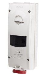 RCD 16A Gniazdo 415 V 3P + E Żeński Scame Czerwony Montaż ścienny IP67