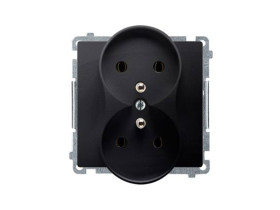 SIMON BASIC Gniazdo podwójne z uziemieniem (moduł) z przesłonami grafit matowy BMGZ2Mz.01/28 KONTAKT SIMON