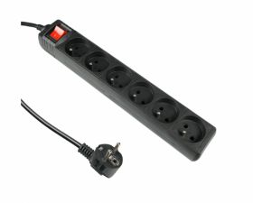 Listwa zasilająca 6 gniazd z uziemieniem 1.8m czarna