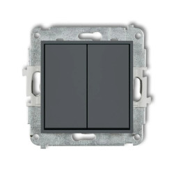 MINI Mechanizm łącznika jednobiegunowego ze schodowym (dwa klawisze bez piktogramów, osobne zasilanie) grafitowy mat 28MWP-10.21