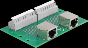 66994 RJ45 2x jack / terminal block, top hat rail