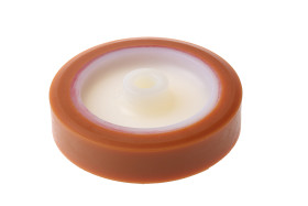 Kółko do wózka, Lite, Poliuretan, Pomarańczowy, Biały, obc.: 250kg, śred.: 125mm, szer.: 30mm