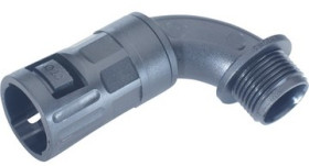 90° hose screw fitting, PG21, PA, IP66, black, (L) 57 mm, 68100180