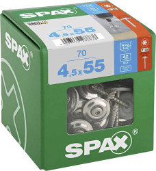 SPAX 4587000450556 Śruba blacharska 4.5 mm 55 mm T-STAR plus stal nierdzewna A2 70 szt.