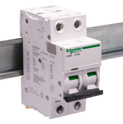 Wyłącznik nadprądowy MCB, Typ B, 2-biegunowy, 16A, 440V, 100 → 133V, na szynę DIN, Schneider Electric, iC60H