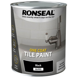 Ronseal 37674 One Coat Tile Paint Black Gloss 750ml