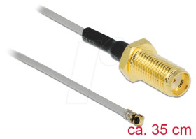 90403 Antenna Cable SMA jack bulkhead to MHF® 4L plug 1.37 35 cm