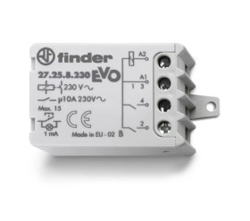 Przekaźnik impulsowy krokowy 2Z 10A 230 V AC, montaż w puszkach instalacyjnych lub obudowach 27.25.8.230.0000