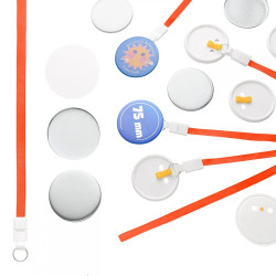 Przypinki 75mm ze smyczą koralowe zestaw 50 sztuk