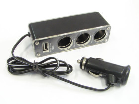 Rozgałęźnik zapalniczki samochodowej 3GN+1USB