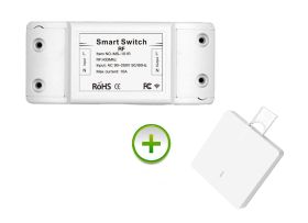 Przekaźnik 230V sterowany pilotem radiowym 433MHz + Pilot 1 kanałowy w formie przełącznika natynkowego