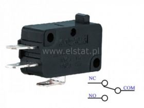 Przełącznik krańcowy bez dźwigni 15A, 4,8mm WK807