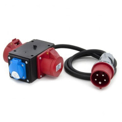 Rozgałęźnik siłowy adapter przenośny IP44 2x16A 5P 400V + 1x 230V + 1,5m kabel OPD 5x2.5mm2 + wtyczka 16A/5 P120WK2M