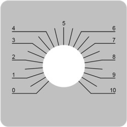 Scale disc, 40 x 40 mm, 0-10, 270°, for shafts to 10 mm, 060.22.101