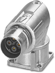 Surface mount socket, M17, 4 pole, crimp connection, standard/ONECLICK quick locking system, angled, 1069508
