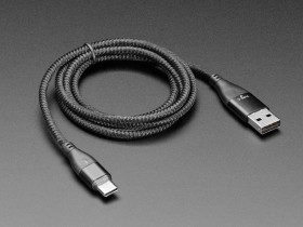 Adafruit Black Woven USB A or Type-C to Type-C Cable with Magnetic Tip