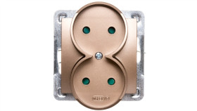 Impresja Gniazdo Podwójne B/U Z Przesłonami Złoty Metalik Gp-2Yrp/M/28