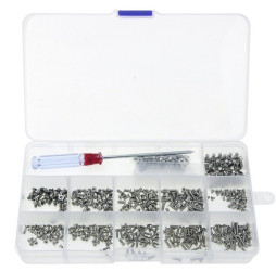 Set of 530 pcs of Countersunk Screws and Nuts - M2, M2.5, M3 - Silver