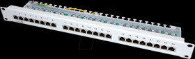 26990329 19" patch panel, 1 U, 24-port, Cat. 5e, grey
