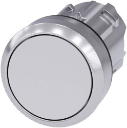 Siemens 3SU10500AB600AA0 3SU1050-0AB60-0AA0 Przycisk pierścień przedni metalowy, błyszczący, siłownik płaski biały 1 szt