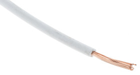 Przewód montażowy 0,75 mm2 Biały RS PRO Poliolefina usieciowana EI5 22 AWG 500 V dł. 100m 22/1.0 mm +90°C Euroclass Eca