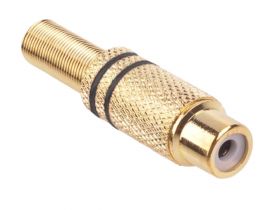 Gniazdo RCA złote 2 czarne paski na kabel
