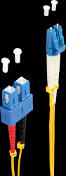 BS77809 FO patch cable, duplex, LC / SC, 9/125µ, OS1 / OS2, yellow, 2m