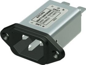 IEC plug C14, 50 to 60 Hz, 15 A, 250 V (DC), 250 VAC, 90 µH, faston plug 6.3 mm, B84771A0015A000