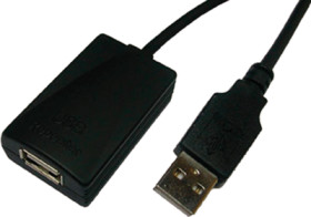 USB 2.0 repeater cable, USB plug type A to USB socket type A, 5 m, black, UA0001A