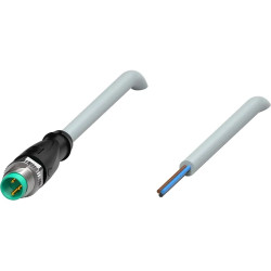 Sensor actuator cable, M8-cable plug, straight to open end, 3 pole, 2 m, PUR, gray, 4 A, 110625