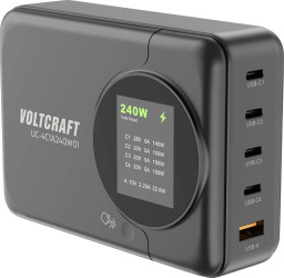 VOLTCRAFT UC-4C1A240W01 Ładowarka USB 240 W 4x USB-C®, 1x USB-A Power Delivery 3.0 czarny GaN, USB Power Delivery (USB-P