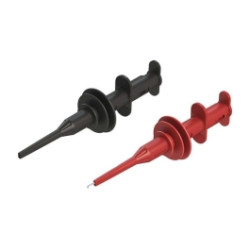 8kV Hook Clip w/ 4mm Sheathed Banana Jacks (Red & Black - Pair)