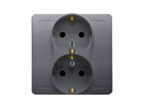 SIMON BASIC Gniazdo podwójne z uziemieniem schuko z przesłonami torów prądowych stal inox BGSZ2Z/21 KONTAKT SIMON