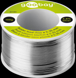 51131 Soldering wire, lead free, 100-g reel, 0.35 mm, Sn95.8