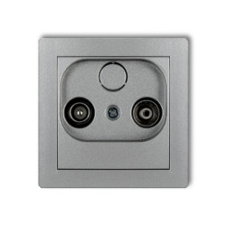 DECO Gniazdo antenowe RTV przelotowe 9dB srebrny metalik 7DG9P